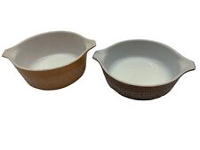 Vintage PYREX Casserole Bowls # 471 & # 472 Brown Woodland Pattern No Lids MCM picture