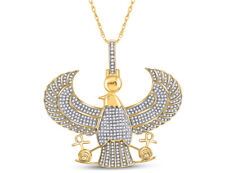 1.75 Carat (ctw) Diamond Egyptian Falcon Charm Necklace 10K Yellow Gold picture