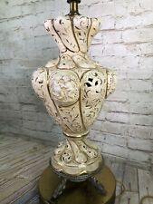 Vtg Italian Venetian Campodimont ceramic cherub lamp on koi fish leg picture
