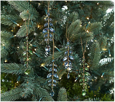 Martha Stewart Set of 5 Rhinestone Drop Ornaments NEW Blue/Green picture
