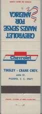 Matchbook Cover - Chevrolet Dealer - Tinsley Crane Chevrolet Pickens, SC picture