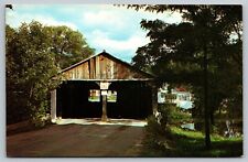 Middlebury VT Vermont, Pulp Mill Covered Bridge, Otter Creek, Vintage Postcard picture