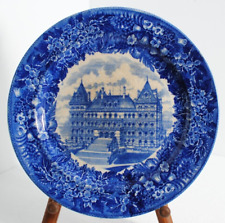 Antique Historical Flow Blue Plate c1890's Capitol Albany, N.Y. picture
