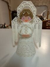 Vintage Handmade Christmas Angel Decoration Tree Topper Embroidered Beaded 12” T picture