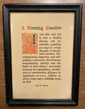 Vintage Bishop John H. Vincent “A Morning Resolve” Daily Religious Prayer Poem picture