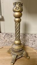 Resin Pillar Candlestick Candle Holder Gold Gilt Large Ornate Footed 10” Tall picture