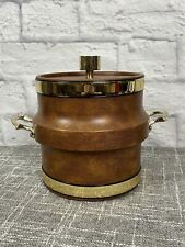 Vintage Mid Century Ice Bucket Faux Leather Handles Moldtronics 60s 70s Barware picture