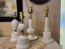 Vintage White Milk Glass Hobnail Boudoir Table Lamps Choice of One picture