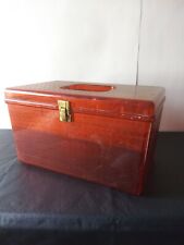 Vtg WIL-HOLD Wilson Lg Plastic Amber Orange Translucent Sewing Box 2 Trays USA picture
