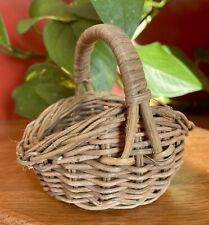 Vintage 1980's Wicker Basket w/ Handle Small Miniature 4