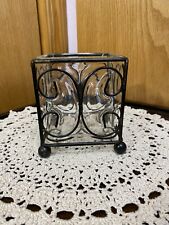 Home Interiors Candleholder ~ Votive Leaded Iron Glass ~ Vintage picture