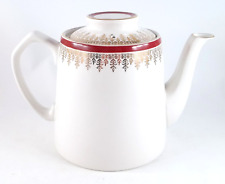 Myott Staffordshire Royalty 4 Cup Teapot, Maroon Band on White, Gold Accents picture