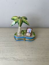 Limoges Porcelain Palm Tree with Chair on Beach Island Trinket Box Limited Ed. picture