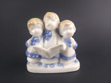Vintage Porcelain Singing Choir Boys Blue and White Candle Holder picture