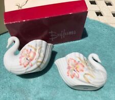Vintage Swan Pair Porcelain Decorative Dish Trinket Planter Vanity Japan + Box picture