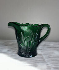 Vtg Mosser Emerald Dark Green Glass Inverted Thistle Creamer picture