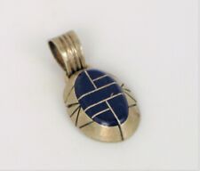 VTG STERLING SILVER NATIVE AMERICAN PENDANT SIGNED LT NICE BLUE LAPIS INLAY  picture