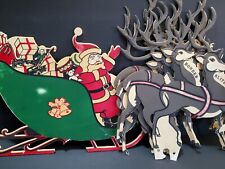 Vintage Union Products Santa And Reindeer Yard Stakes READ DESCRIPTION picture
