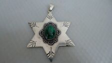 Vintage David's Star Shield Silver Charm Pendant With Eilat Stone picture