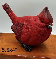 Red Cardinal Bird Sitting Resin Cast Figurine Christmas Decor 5.5x4” picture