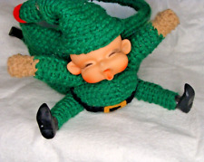 vintage ELVES (2) handmade crochet gift basket OOAK gnomes gifts Christmas picture