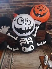 Halloween Pumpkin Boy Skeleton Airblown Inflatables LED Yard Decor 4 ft x 5 ft picture