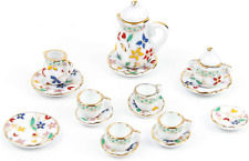 , 15 Pack Miniature Ware Porcelain Tea Set 1:12 Miniatur Dish Cup Plate Classic  picture