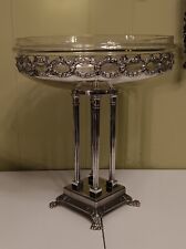 SILVERPLATE ART DECO CENTERPIECE WITH GLASS INSERT FOR FLOWERS 14HX 11 VINTAGE  picture