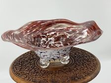 VINTAGE HANDBLOWN RUFFLED CANDY DISH /Bowl 12” By 5” picture