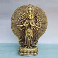 Retro Brass Standing Thousand-Hand Guanyin Statue Ornament Home Furnishings picture