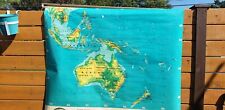 Vintage 1950's 1960's Cram Pull Down Australia Asia Australasia School Map B picture