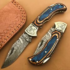 Custom Handmade Damascus Steel CAMPING TACTICAL FOLDING blade POCKET Knife picture