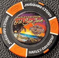 HD OLD SAN JUAN~PUERTO RICO (Black/Org Full Col) International Harley Poker Chip picture