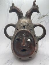 Heron Martinez Mendoza Folk Art Pottery Face w/2 Giraffe Heads Candelabra picture
