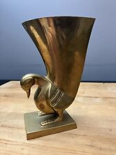 7” Brass MCM Solid Brass Bird Bookend/Vase picture