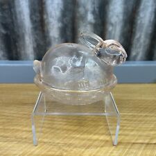 VTG Pink Bunny Rabbit Glass Covered Candy Trinket Dish Easter picture