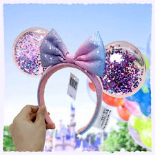 Shanghai Disney-Parks Pink Bow Headband Limited Sequins Minnie Ears Confetti US picture