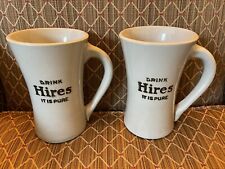 Pair of 6” Mug Stoneware Drink Hires Its Pure Advertising Root Beer Mugs picture