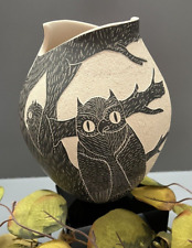 Mata Ortiz Pottery Humberto Guillen Rodriguez Owl Owls Wildlife Sgraffito Art picture