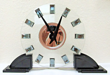 Rare French Art Deco Large ATO Glass, Chrome and Bakelite Mantel Clock picture