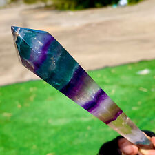 100G Natural rainbow fluorite scepter Quartz Crystal Single-End Terminated Wand picture