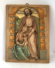 Vintage Antique Catholic Holy Family Plaque Traditional by Bertagna 12x9 picture