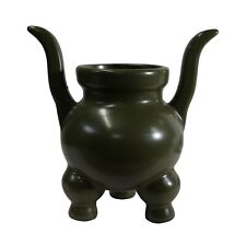 Chinese Handmade Dark Olive Army Green Ceramic Accent Ding Holder ws326 picture