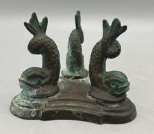 Vintage Bronze Triple Koi Fish Figurine Made in India  3