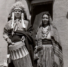 c.1940 RPPC Severa Tafoya Tewa Potter Santa Clara CA Pueblo Native American Drum picture
