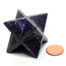 61mm 8 Point Blue Lapis Lazuli Merkaba Star w/Pyrite Natural Mineral Afghanistan picture