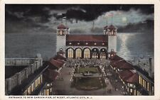 Atlantic City, New Jersey NJ New Garden Pier at Night Vintage Postcard ca 1917 picture