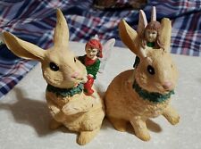 Vintage 1991 Fairies Riding Rabbits picture