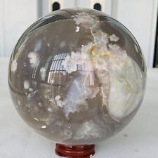 1980g Natural Cherry Blossom Agate Sphere Quartz Crystal Ball Healing Gem picture