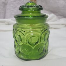 Vintage L.E. Smith Emerald Green Glass Canister w/ Lid 